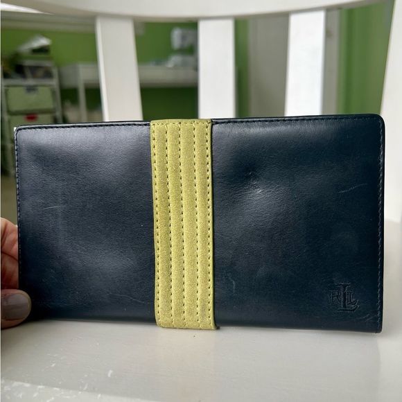 Ralph Lauren Black and Yellow Leather Wallet Clutch - Picture 2 of 8